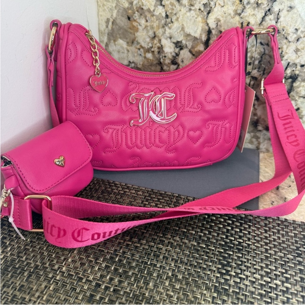 Juicy Couture NWT Pink Shoulder Bag with Pouch, 2 piece set